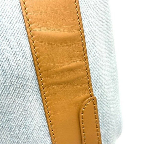 Authentic BALENCIAGA 339933 Logo print Navy Cabas S Hand Bag Tote Bag Light blue - Picture 4 of 12